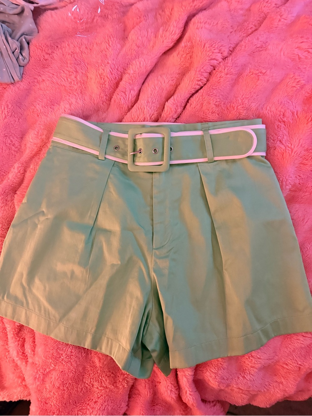 Sedge Maya High-Waist Green Belted Women's Shorts